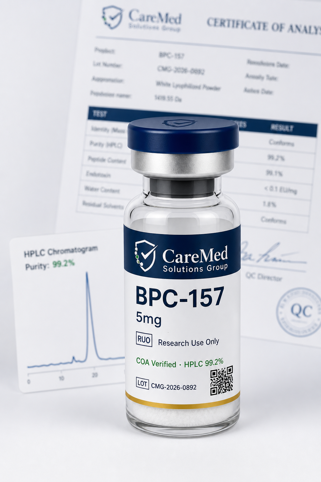 BPC-157 vial with COA documentation